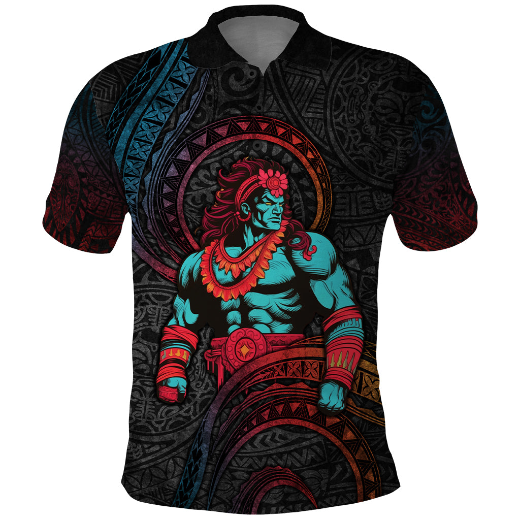 Hawaiian Demigod Maui Polo Shirt Polynesian Mythology LT05 Black - Polynesian Pride