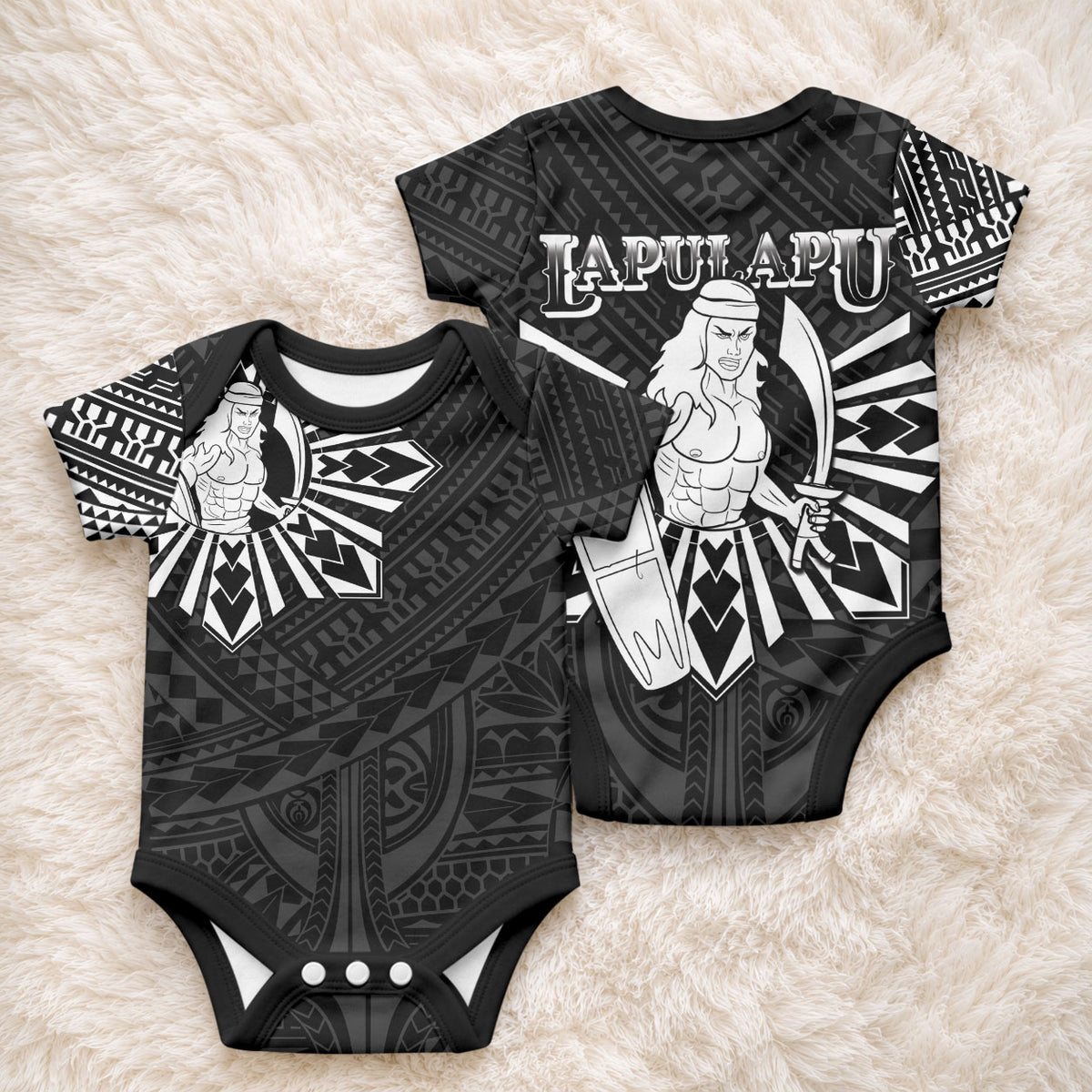 Philippines Tribal Baby Onesie King Lapu Lapu Black Version