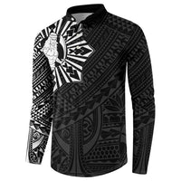 Philippines Tribal Button Sweatshirt King Lapu Lapu Black Version