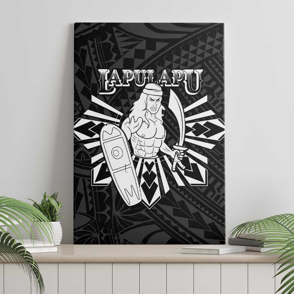 Philippines Tribal Canvas Wall Art King Lapu Lapu Black Version