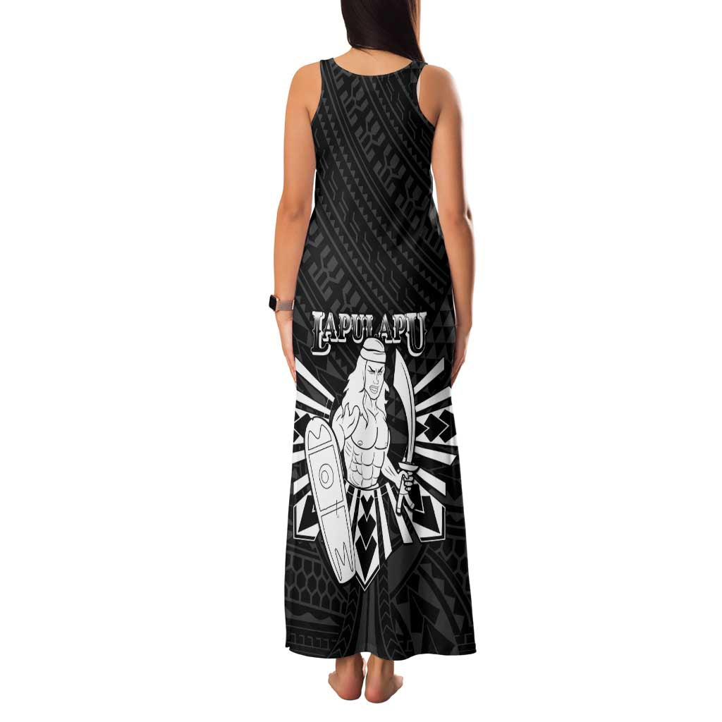 Philippines Tribal Family Matching Tank Maxi Dress and Hawaiian Shirt King Lapu Lapu Black Version