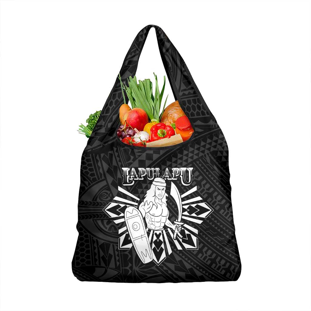 Philippines Tribal Grocery Bag King Lapu Lapu Black Version