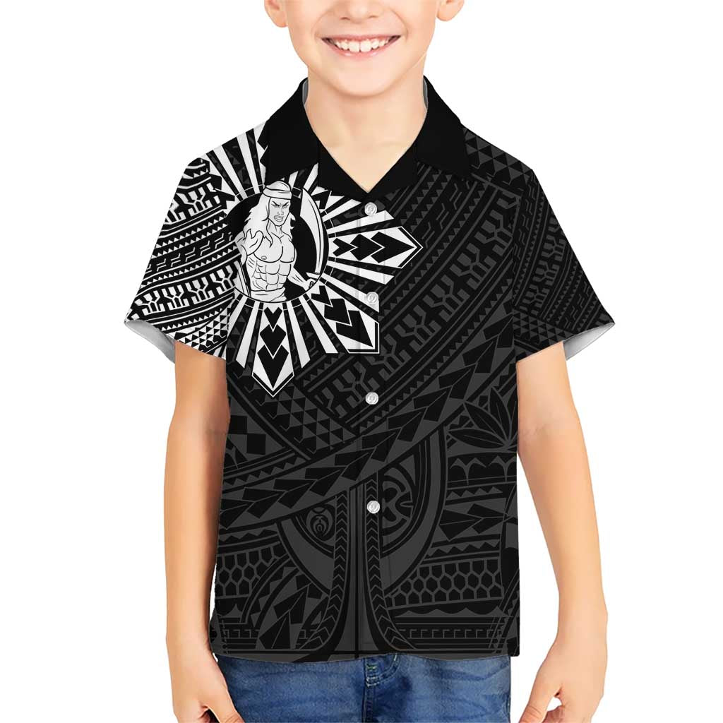 Philippines Tribal Kid Hawaiian Shirt King Lapu Lapu Black Version