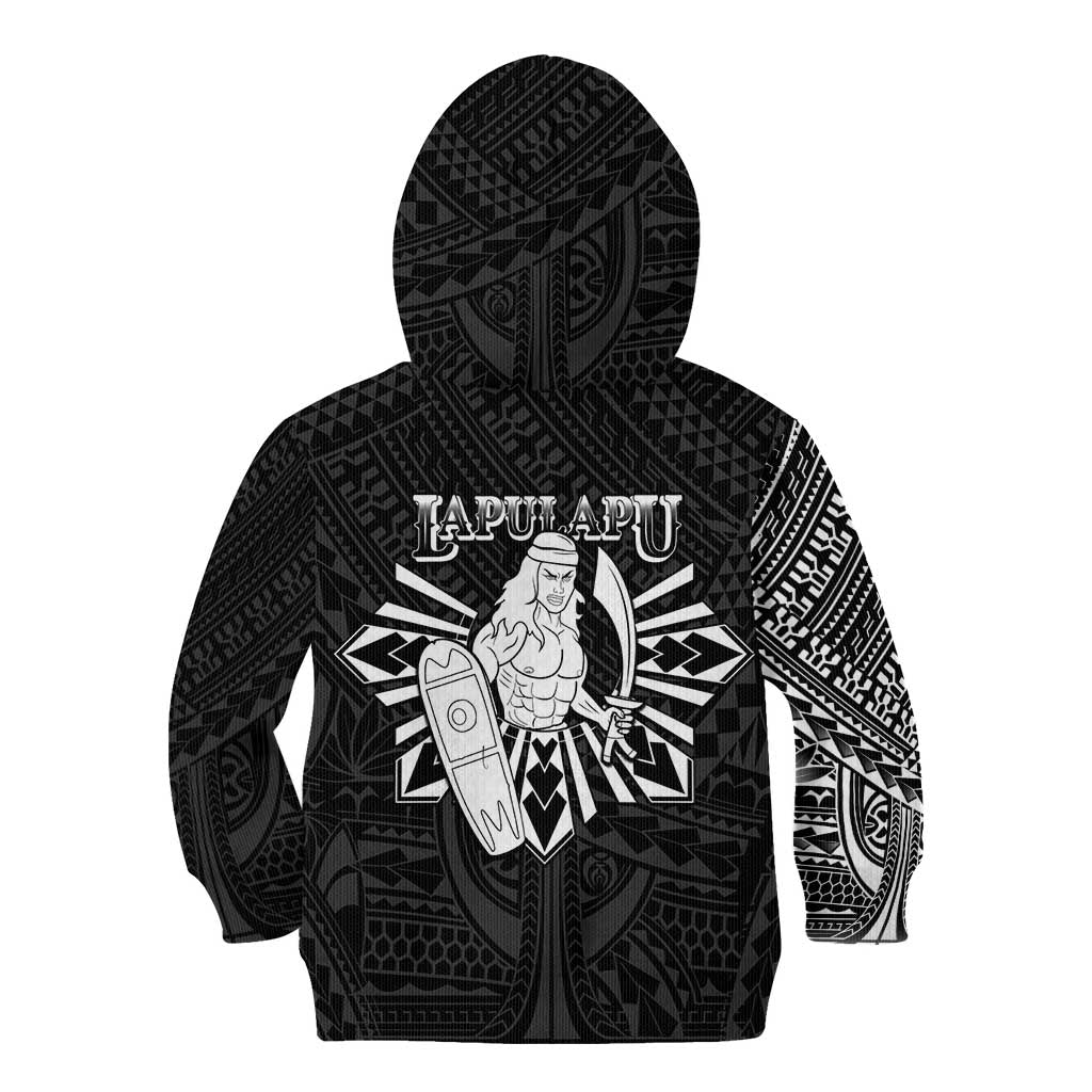 Philippines Tribal Kid Hoodie King Lapu Lapu Black Version