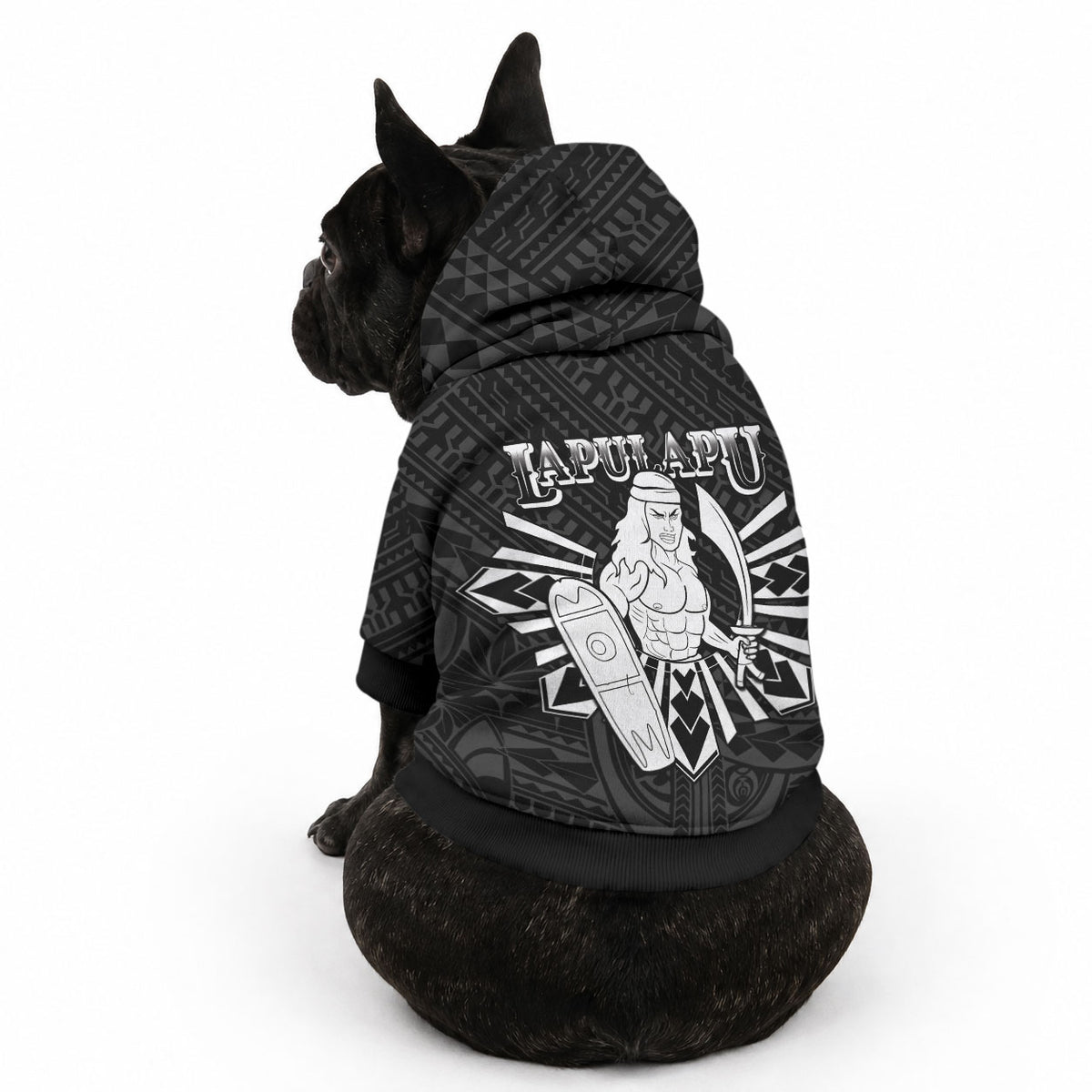 Philippines Tribal Pet Hoodie King Lapu Lapu Black Version