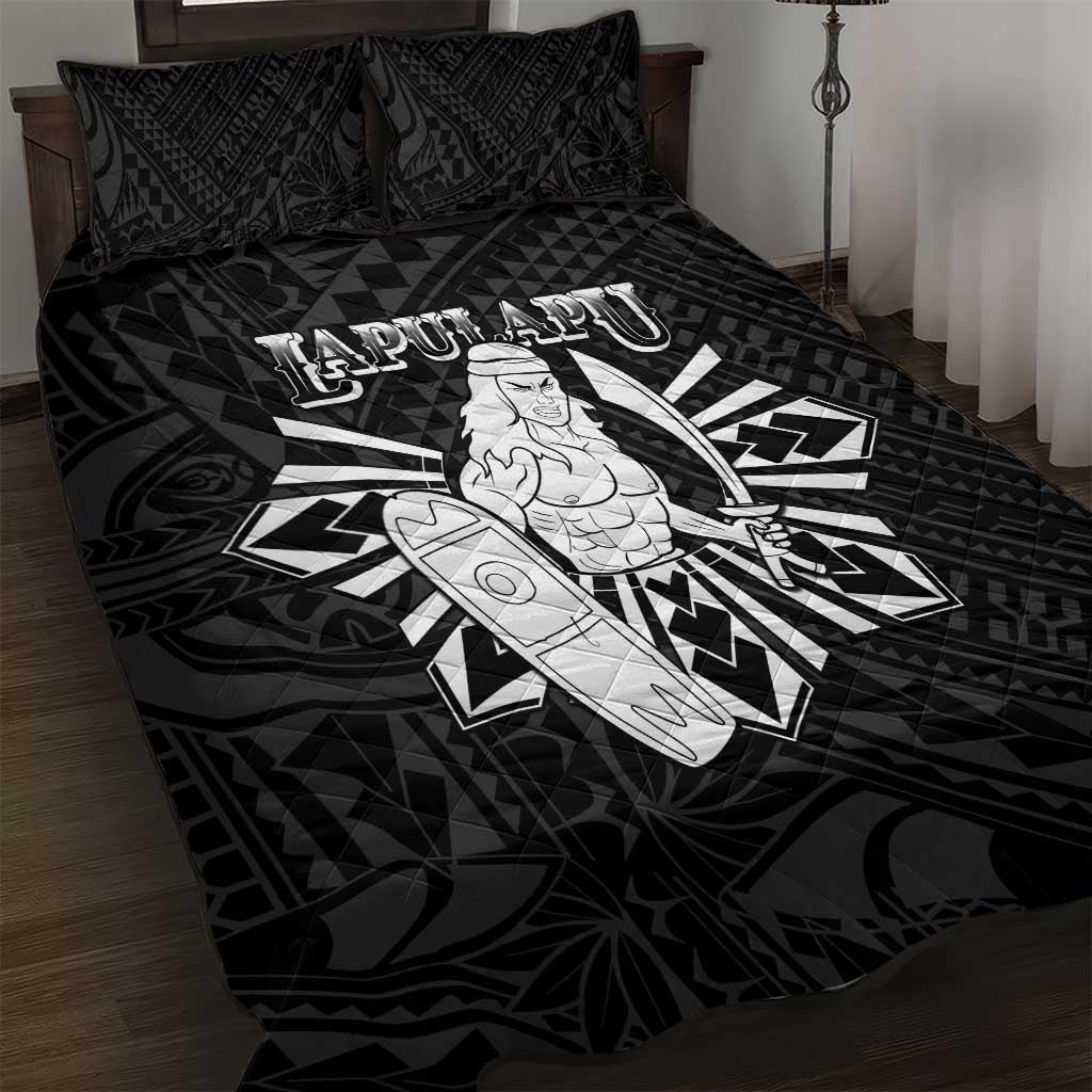 Philippines Tribal Quilt Bed Set King Lapu Lapu Black Version