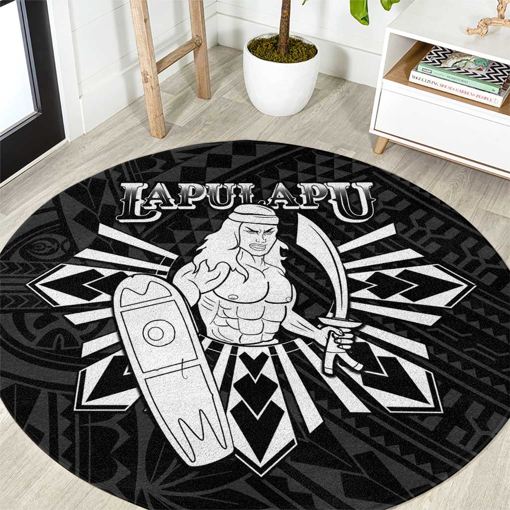 Philippines Tribal Round Carpet King Lapu Lapu Black Version