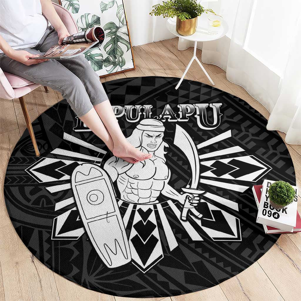 Philippines Tribal Round Carpet King Lapu Lapu Black Version