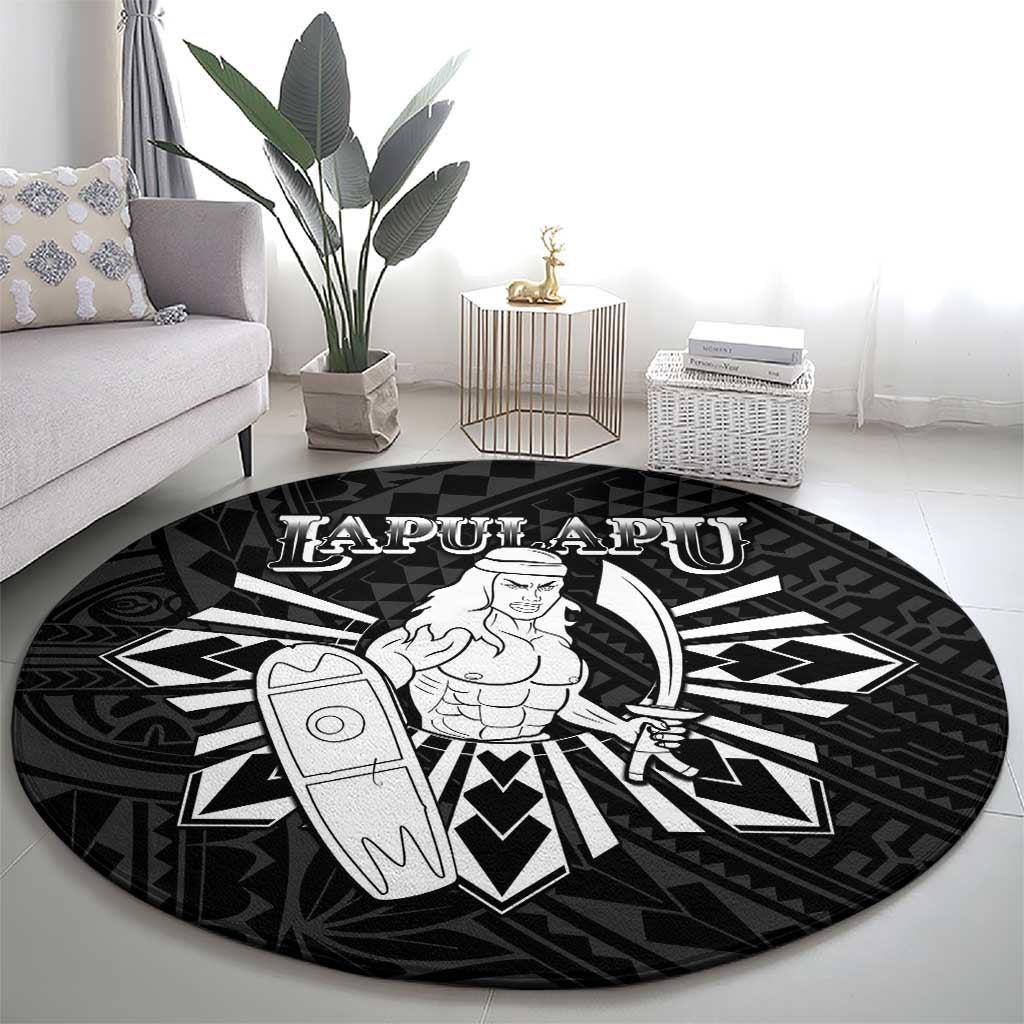 Philippines Tribal Round Carpet King Lapu Lapu Black Version