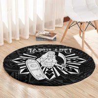Philippines Tribal Round Carpet King Lapu Lapu Black Version