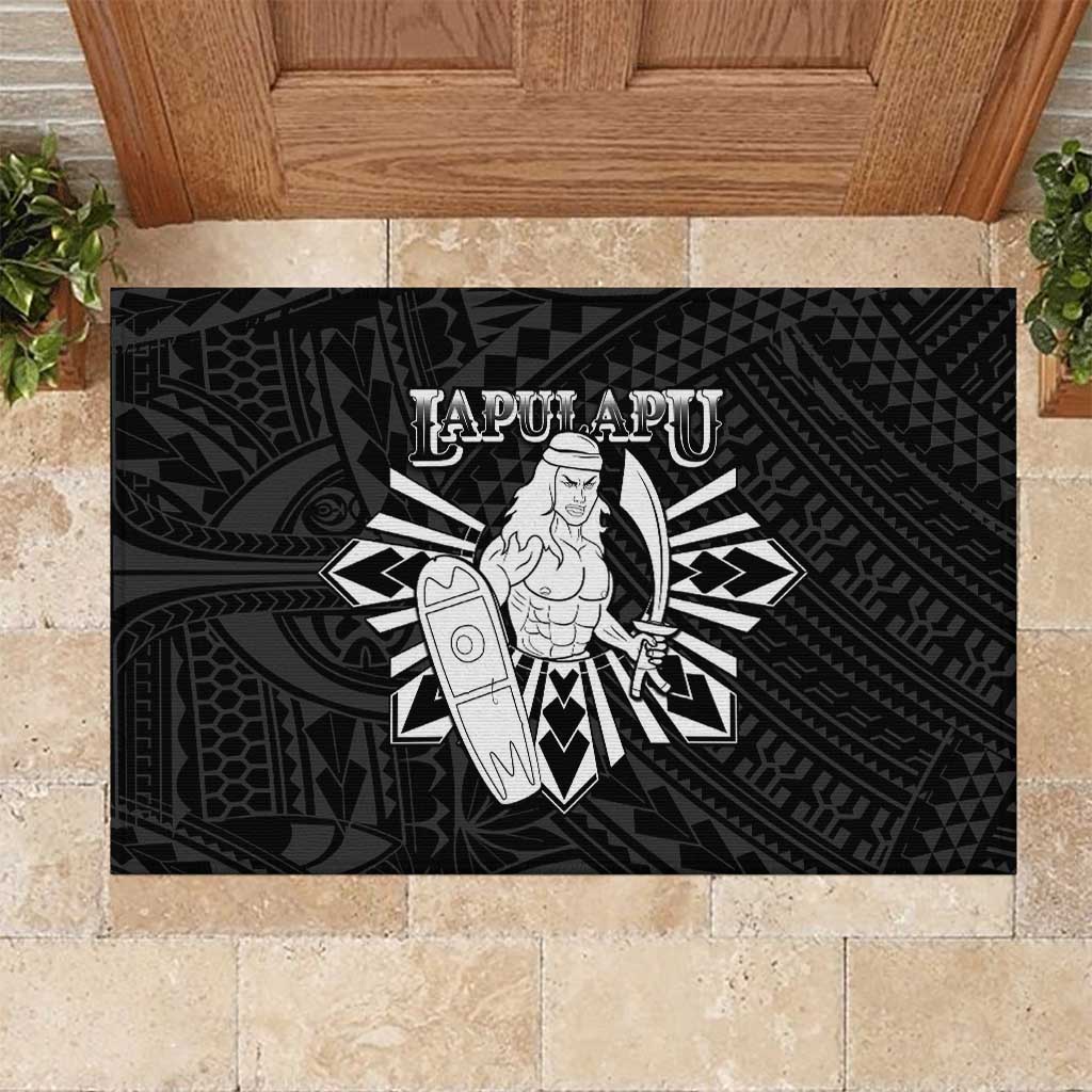 Philippines Tribal Rubber Doormat King Lapu Lapu Black Version
