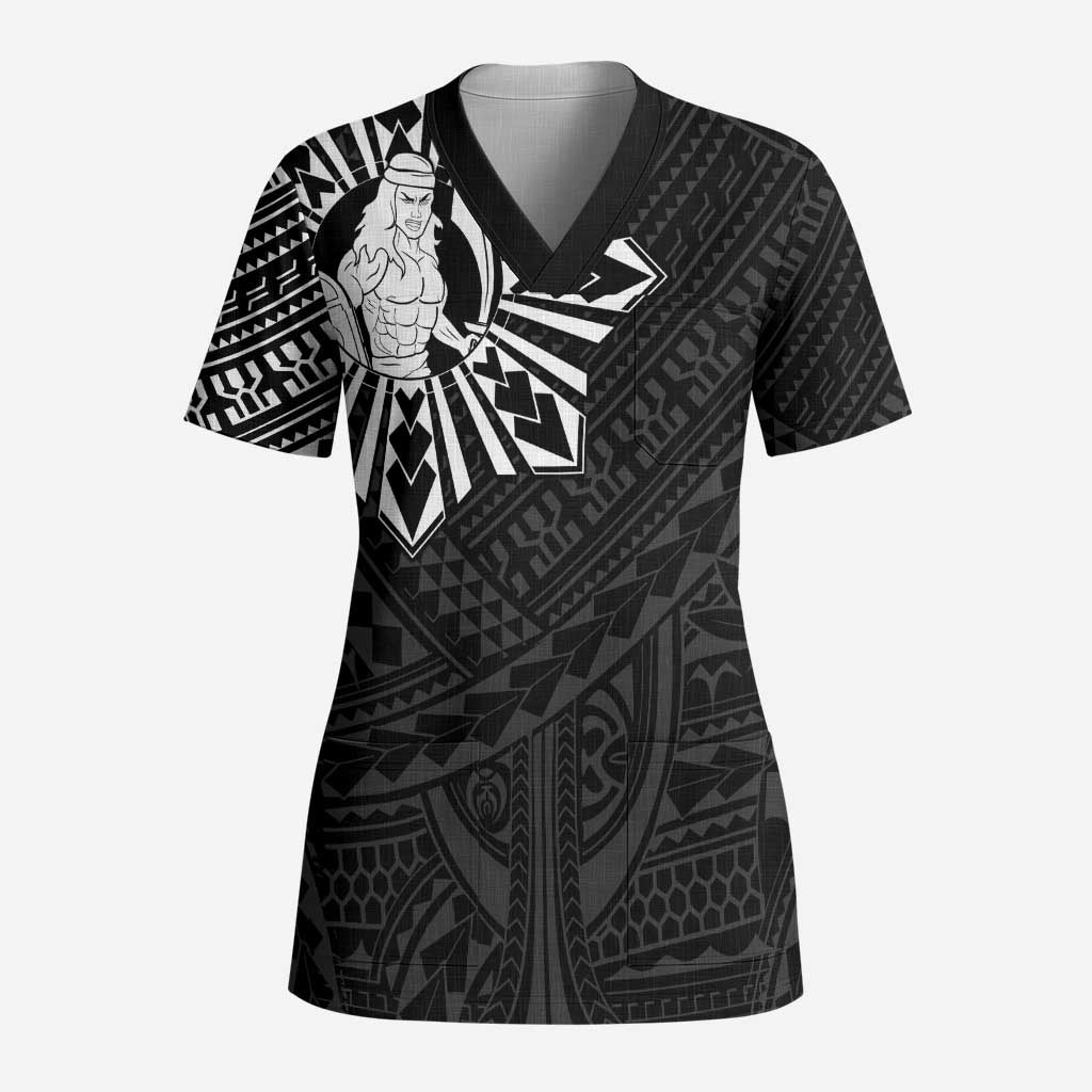 Philippines Tribal Scrub Top King Lapu Lapu Black Version - Polynesian Pride