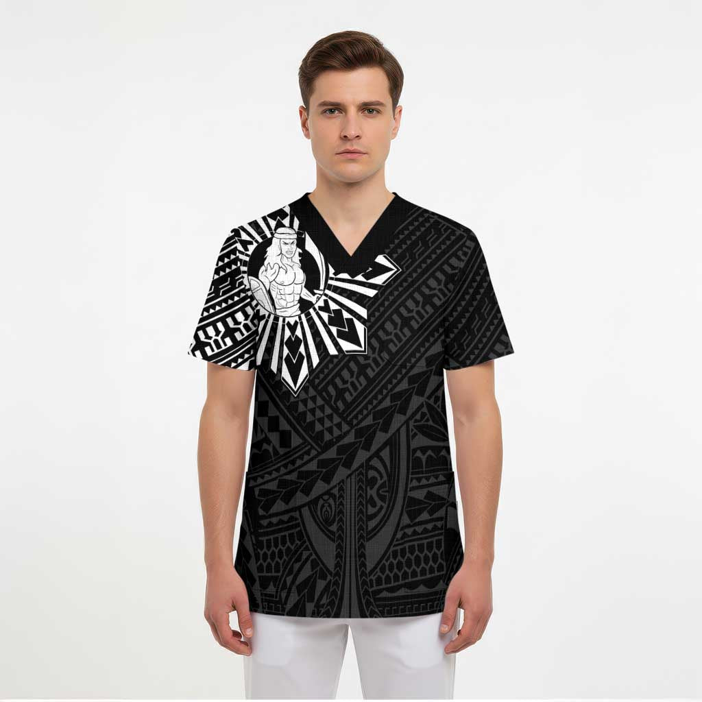 Philippines Tribal Scrub Top King Lapu Lapu Black Version - Polynesian Pride