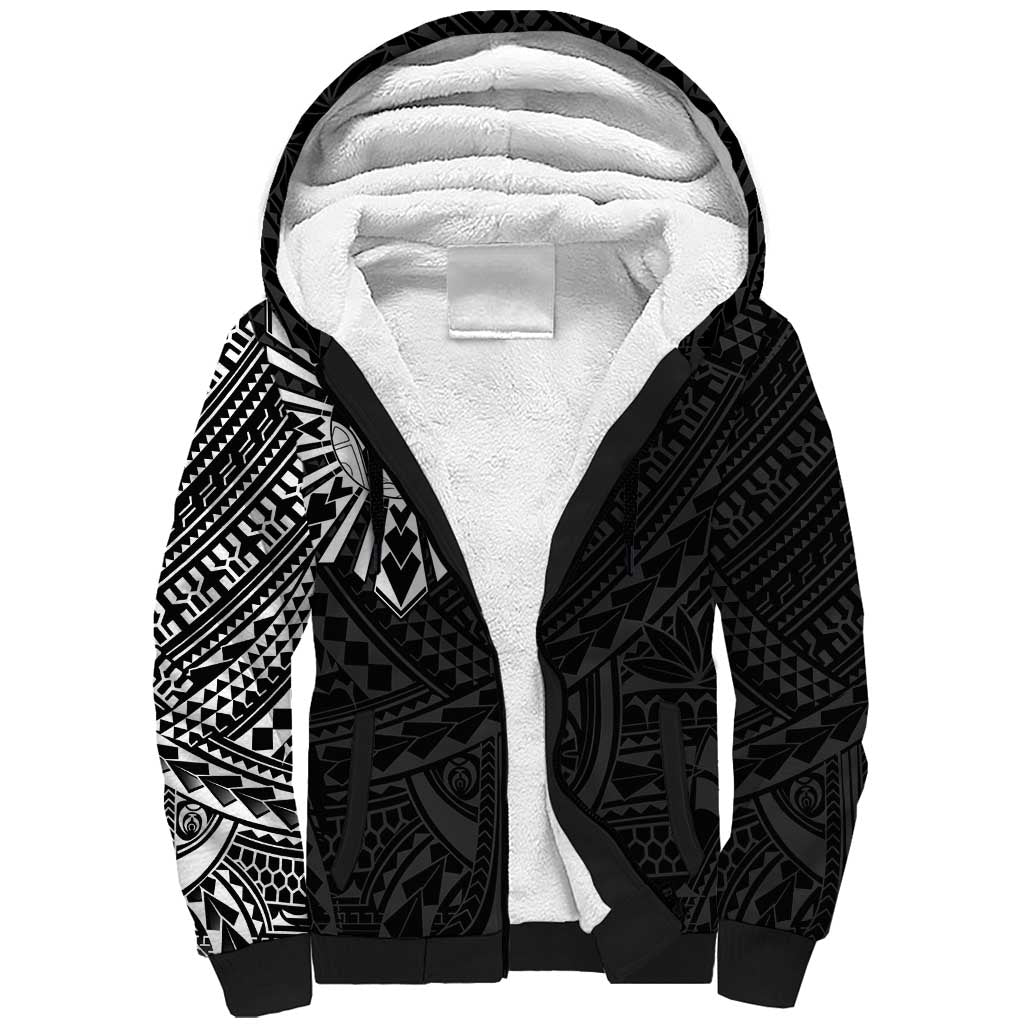 Philippines Tribal Sherpa Hoodie King Lapu Lapu Black Version