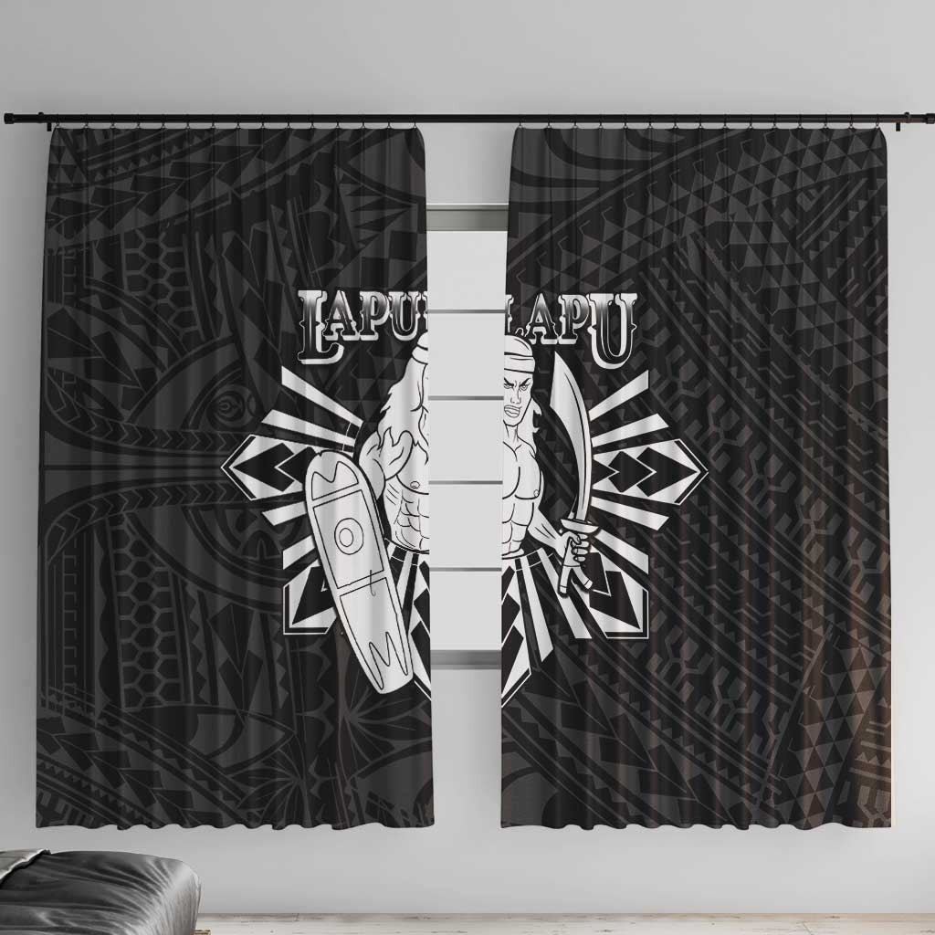 Philippines Tribal Window Curtain King Lapu Lapu Black Version
