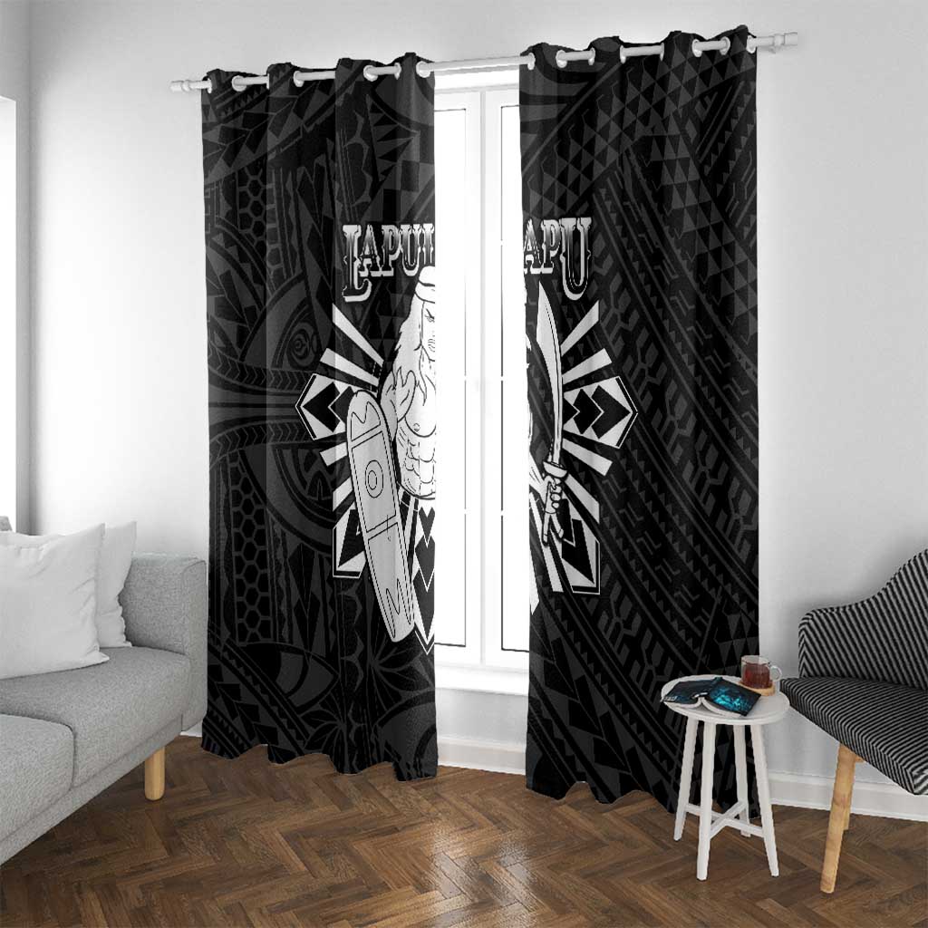 Philippines Tribal Window Curtain King Lapu Lapu Black Version
