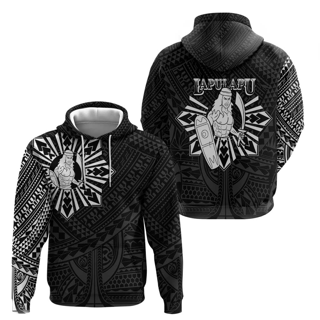 Philippines Tribal Zip Hoodie King Lapu Lapu Black Version