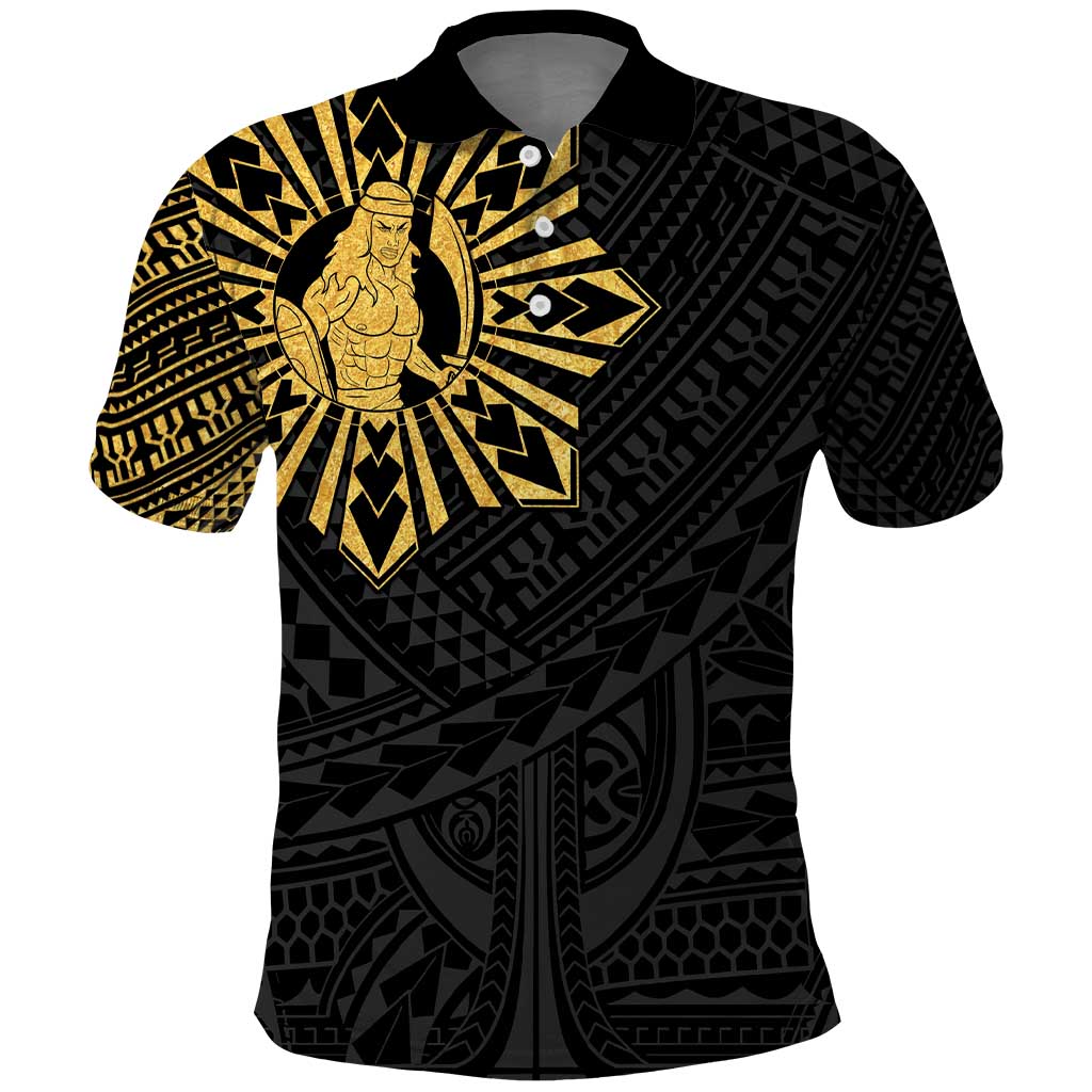 Philippines Tribal Polo Shirt King Lapu Lapu Gold Version