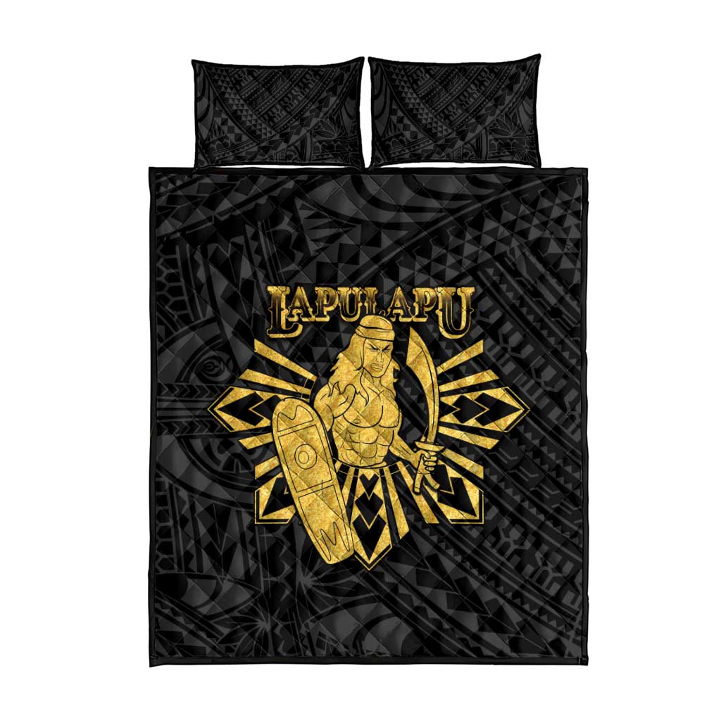 Philippines Tribal Quilt Bed Set King Lapu Lapu Gold Version