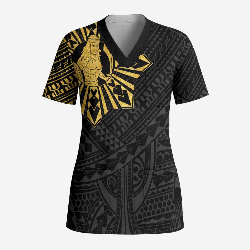 Philippines Tribal Scrub Top King Lapu Lapu Gold Version - Polynesian Pride