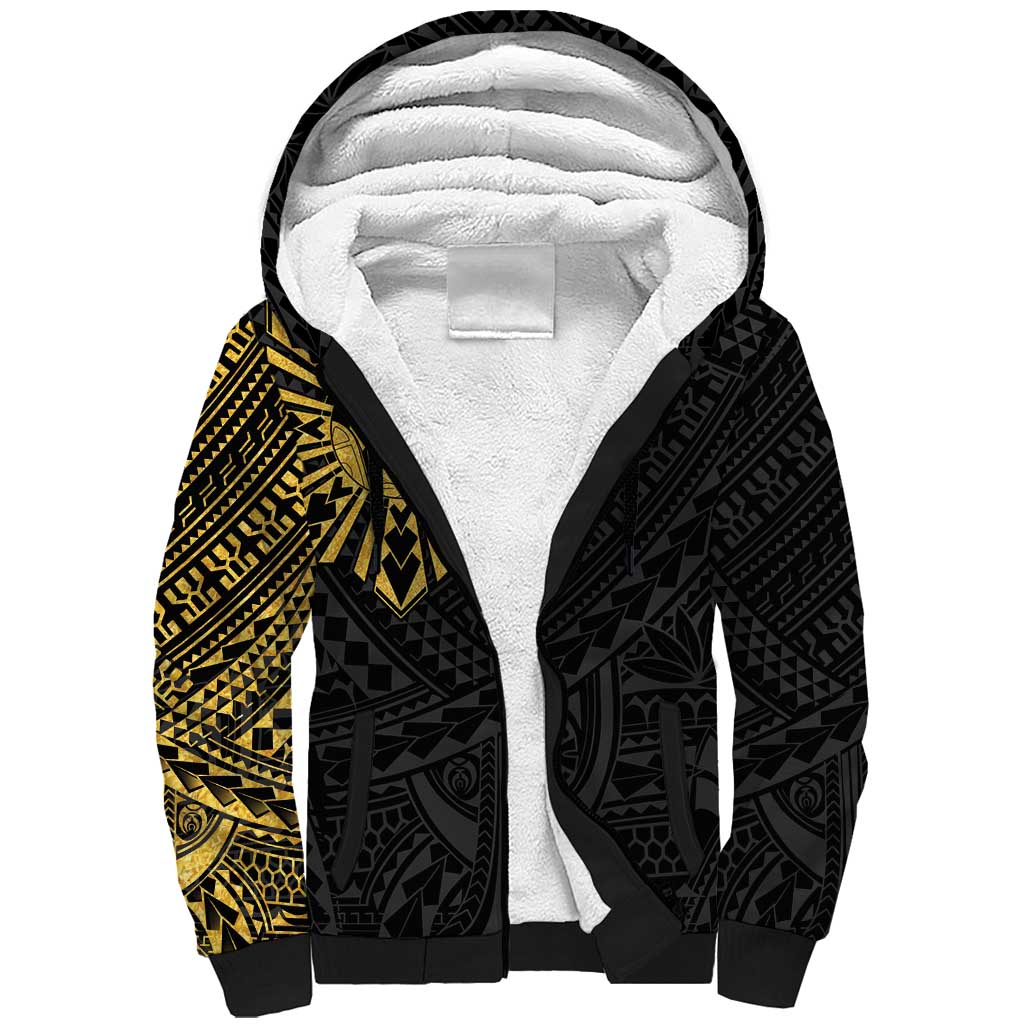 Philippines Tribal Sherpa Hoodie King Lapu Lapu Gold Version