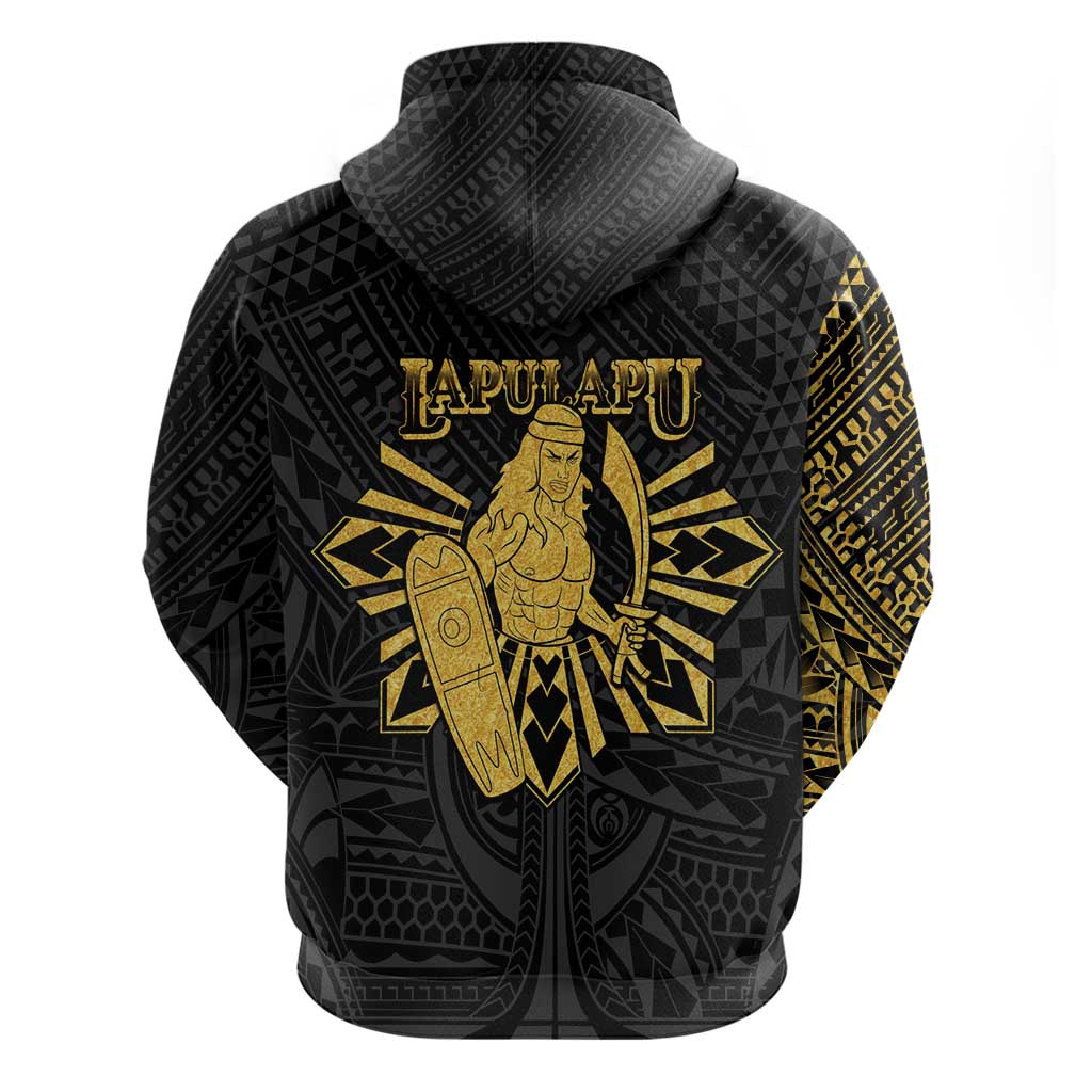 Philippines Tribal Zip Hoodie King Lapu Lapu Gold Version