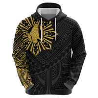 Philippines Tribal Zip Hoodie King Lapu Lapu Gold Version