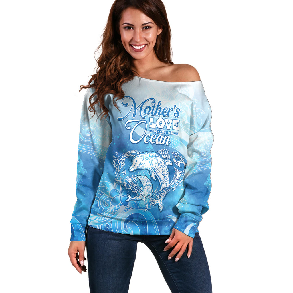 Mother's Love Is Deeper Than Ocean Off Shoulder Sweater Polynesian Style