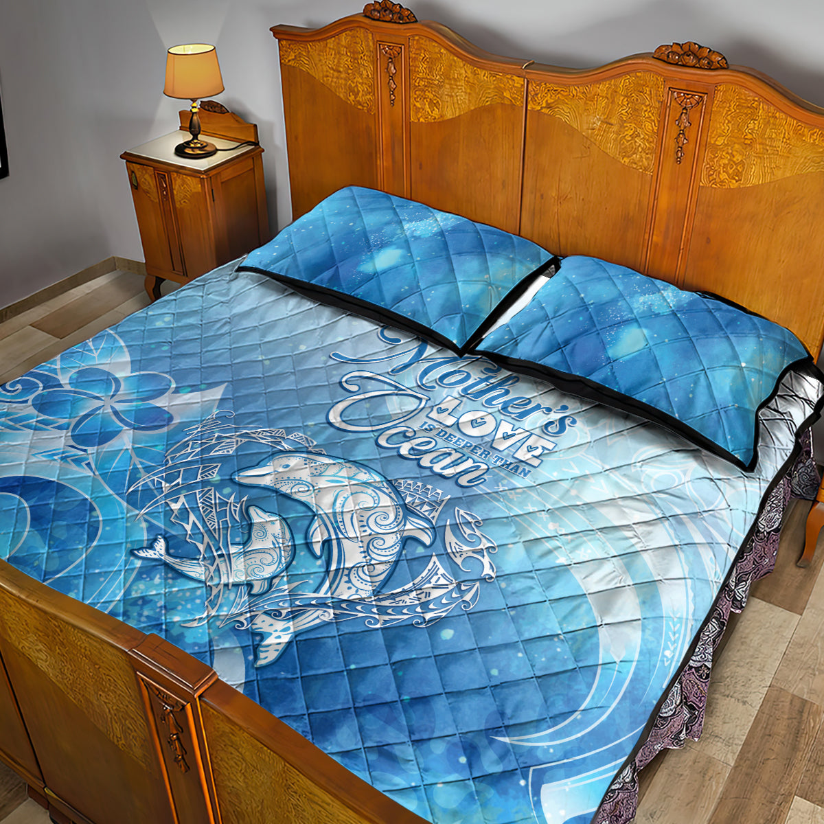 Mother's Love Is Deeper Than Ocean Quilt Bed Set Polynesian Style