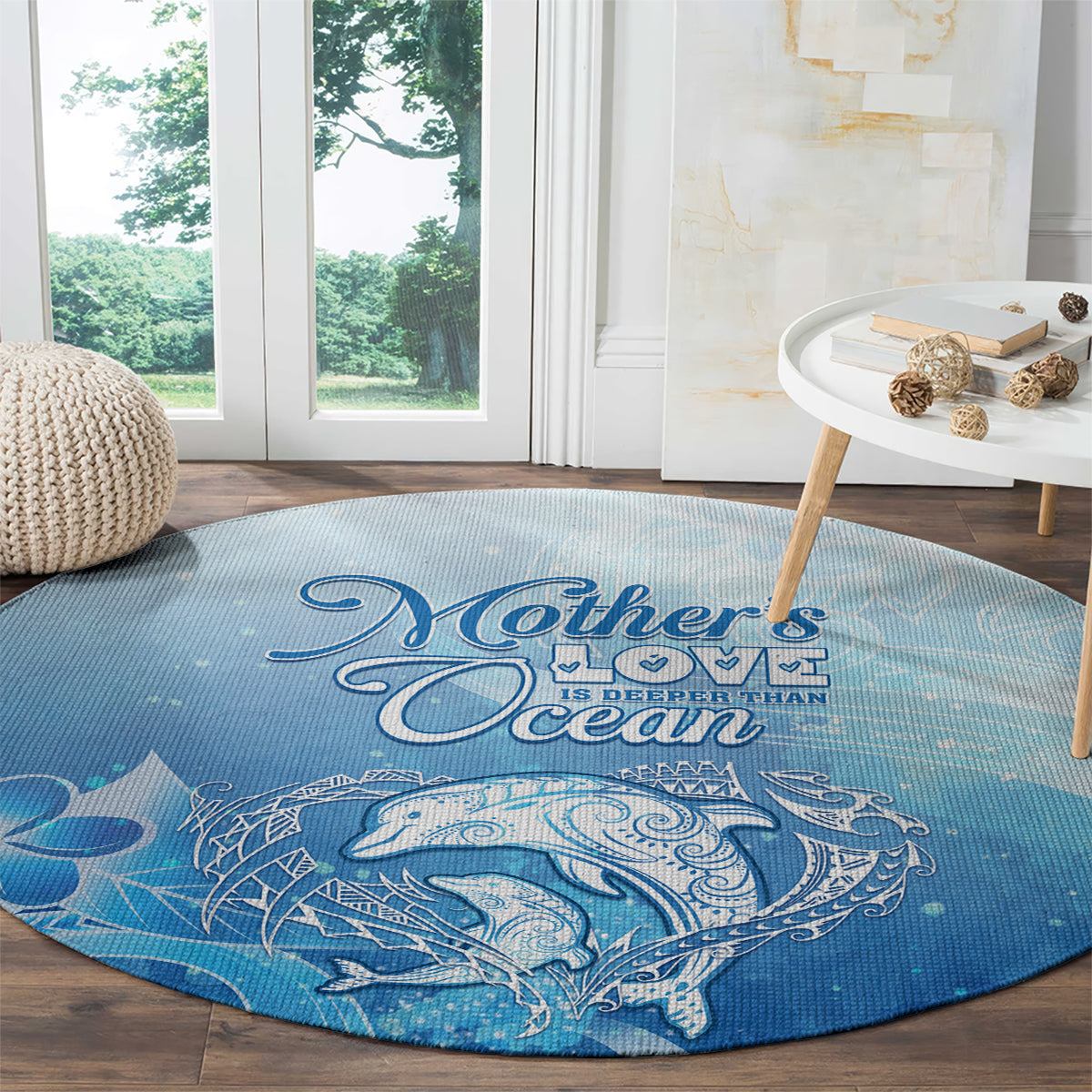 Mother's Love Is Deeper Than Ocean Round Carpet Polynesian Style