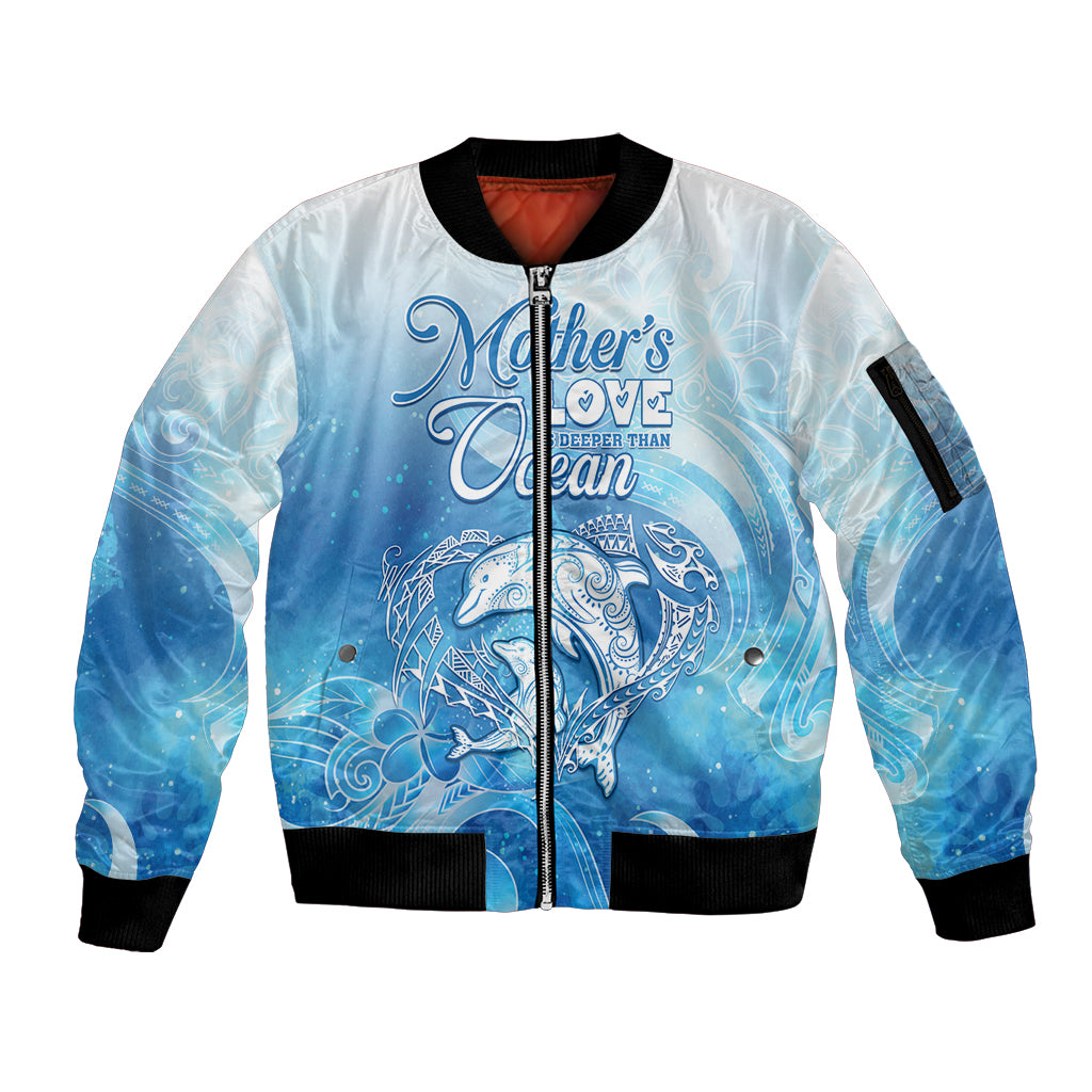 Mother's Love Is Deeper Than Ocean Sleeve Zip Bomber Jacket Polynesian Style