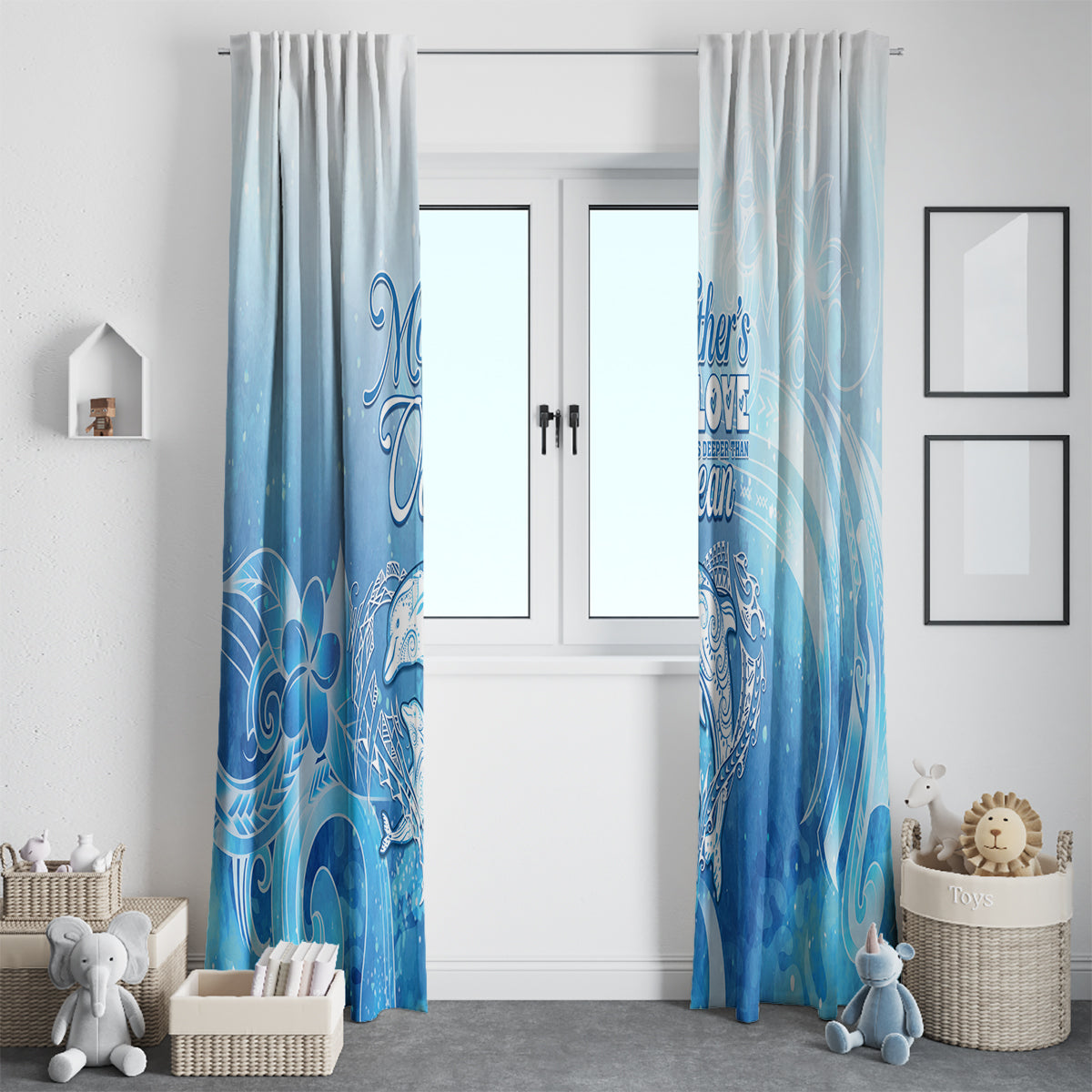 Mother's Love Is Deeper Than Ocean Window Curtain Polynesian Style