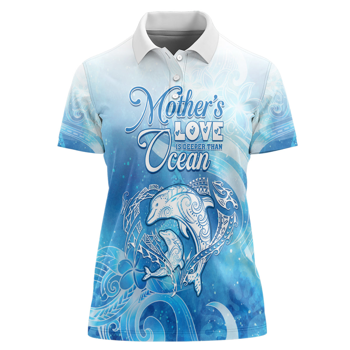 Mother's Love Is Deeper Than Ocean Women Polo Shirt Polynesian Style