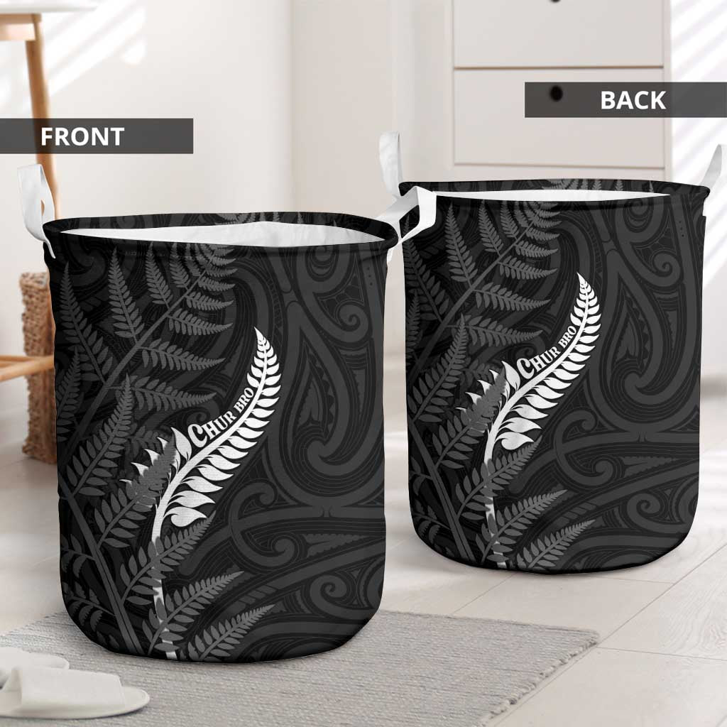 New Zealand Chur Bro Laundry Basket Maori Koru With Silver Fern LT05 - Polynesian Pride