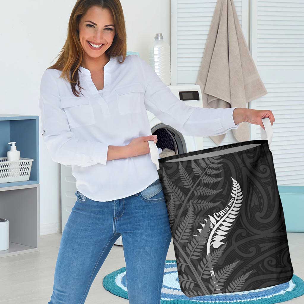 New Zealand Chur Bro Laundry Basket Maori Koru With Silver Fern LT05 - Polynesian Pride