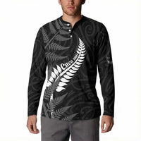 Personalised New Zealand Chur Bro Button Sweatshirt Maori Koru With Silver Fern