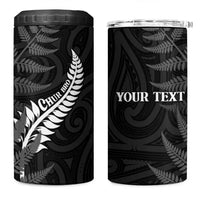 Personalised New Zealand Chur Bro 4 in 1 Can Cooler Tumbler Maori Koru With Silver Fern LT05 One Size: 16 oz Black - Polynesian Pride