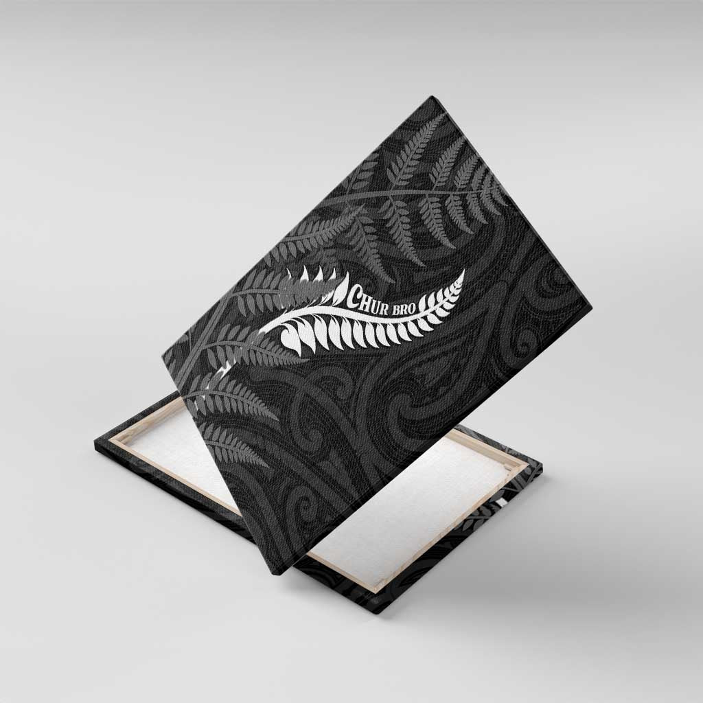 New Zealand Chur Bro Canvas Wall Art Maori Koru With Silver Fern