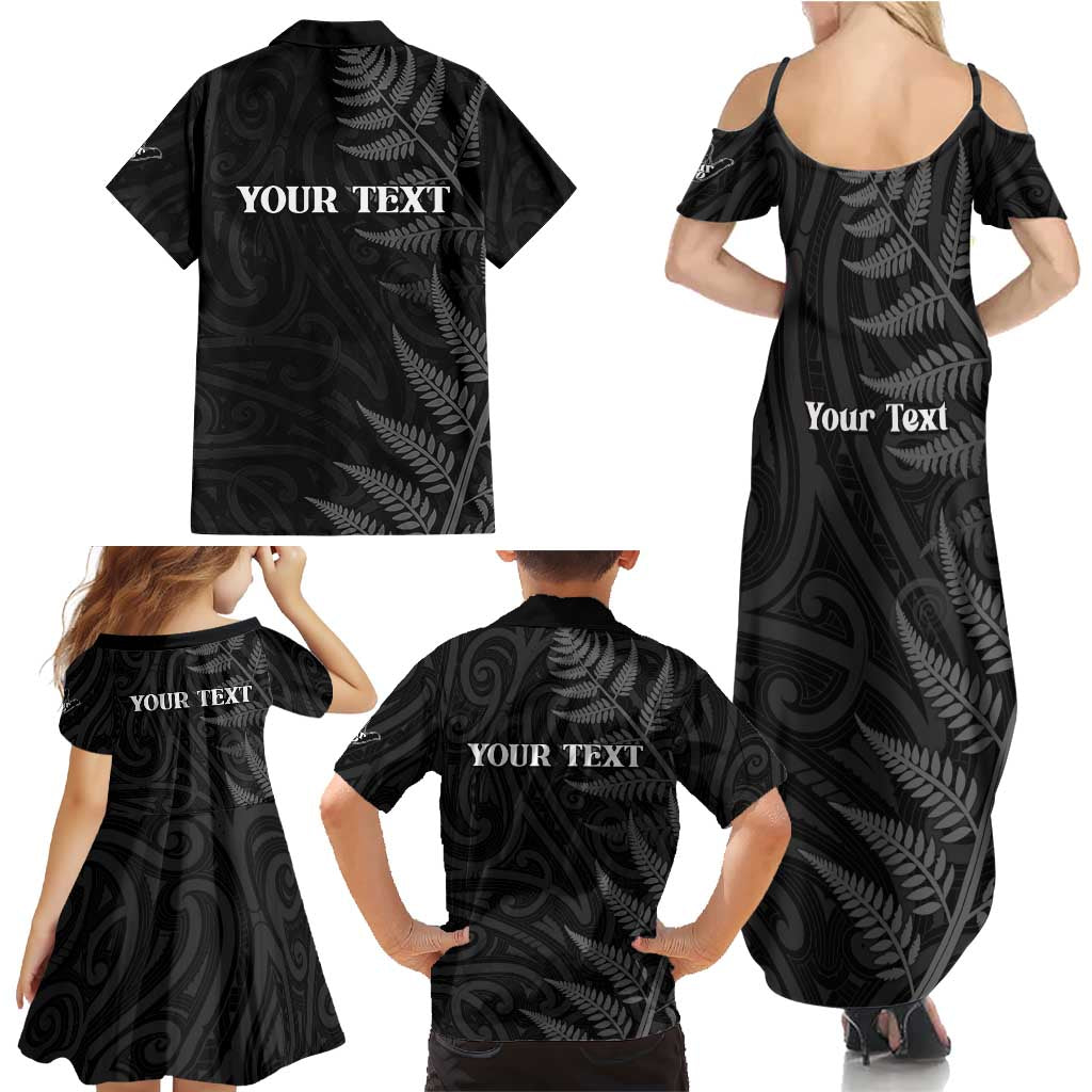 Personalised New Zealand Chur Bro Family Matching Summer Maxi Dress and Hawaiian Shirt Maori Koru With Silver Fern LT05 - Polynesian Pride