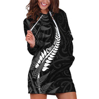 Personalised New Zealand Chur Bro Hoodie Dress Maori Koru With Silver Fern LT05 Black - Polynesian Pride