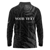 Personalised New Zealand Chur Bro Long Sleeve Polo Shirt Maori Koru With Silver Fern LT05 - Polynesian Pride