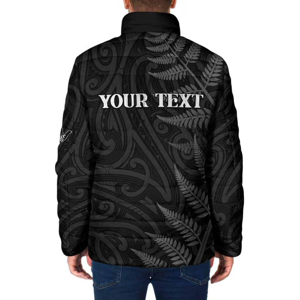 Personalised New Zealand Chur Bro Padded Jacket Maori Koru With Silver Fern