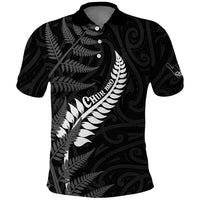 Personalised New Zealand Chur Bro Polo Shirt Maori Koru With Silver Fern LT05 Black - Polynesian Pride