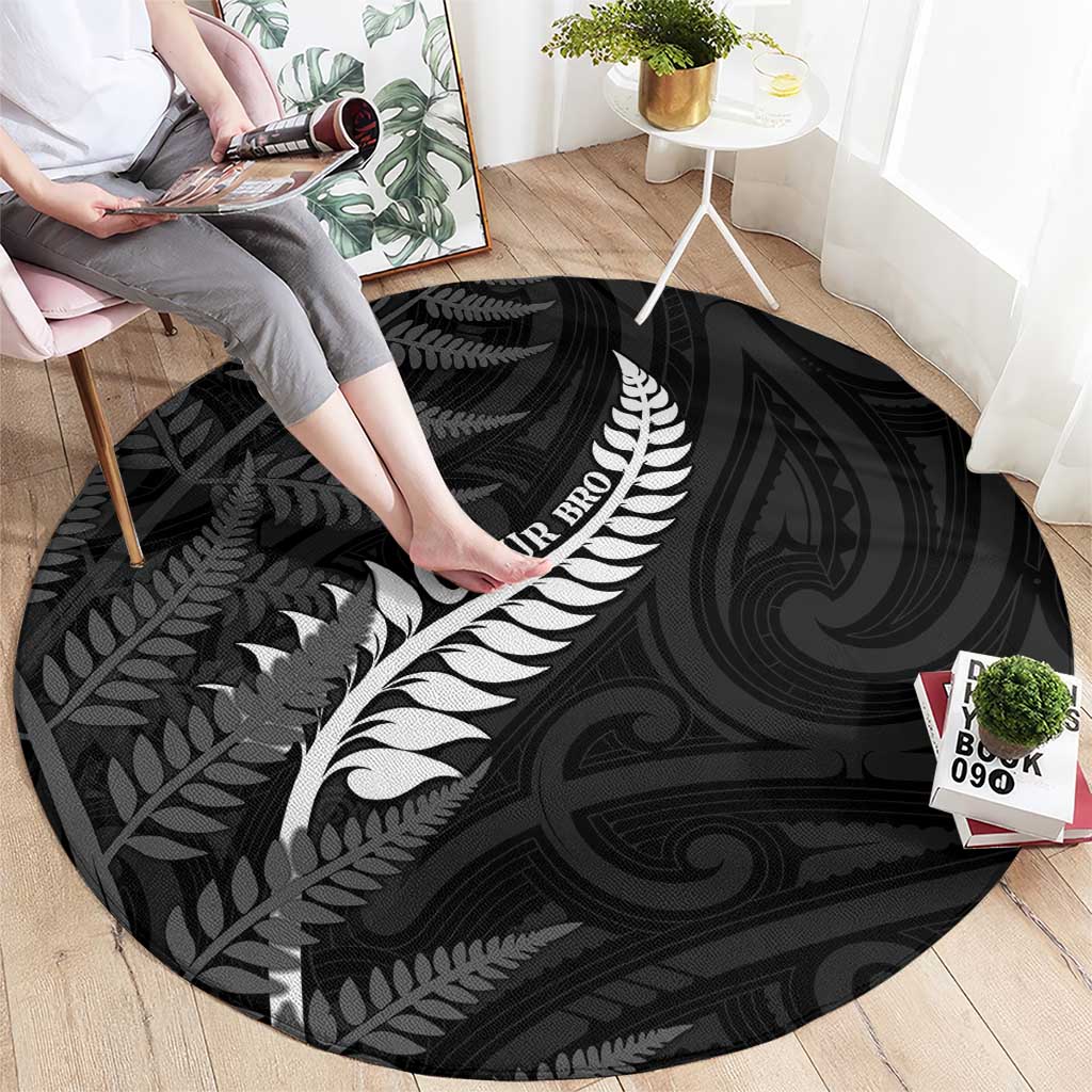 New Zealand Chur Bro Round Carpet Maori Koru With Silver Fern LT05 - Polynesian Pride