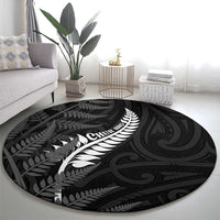 New Zealand Chur Bro Round Carpet Maori Koru With Silver Fern LT05 - Polynesian Pride
