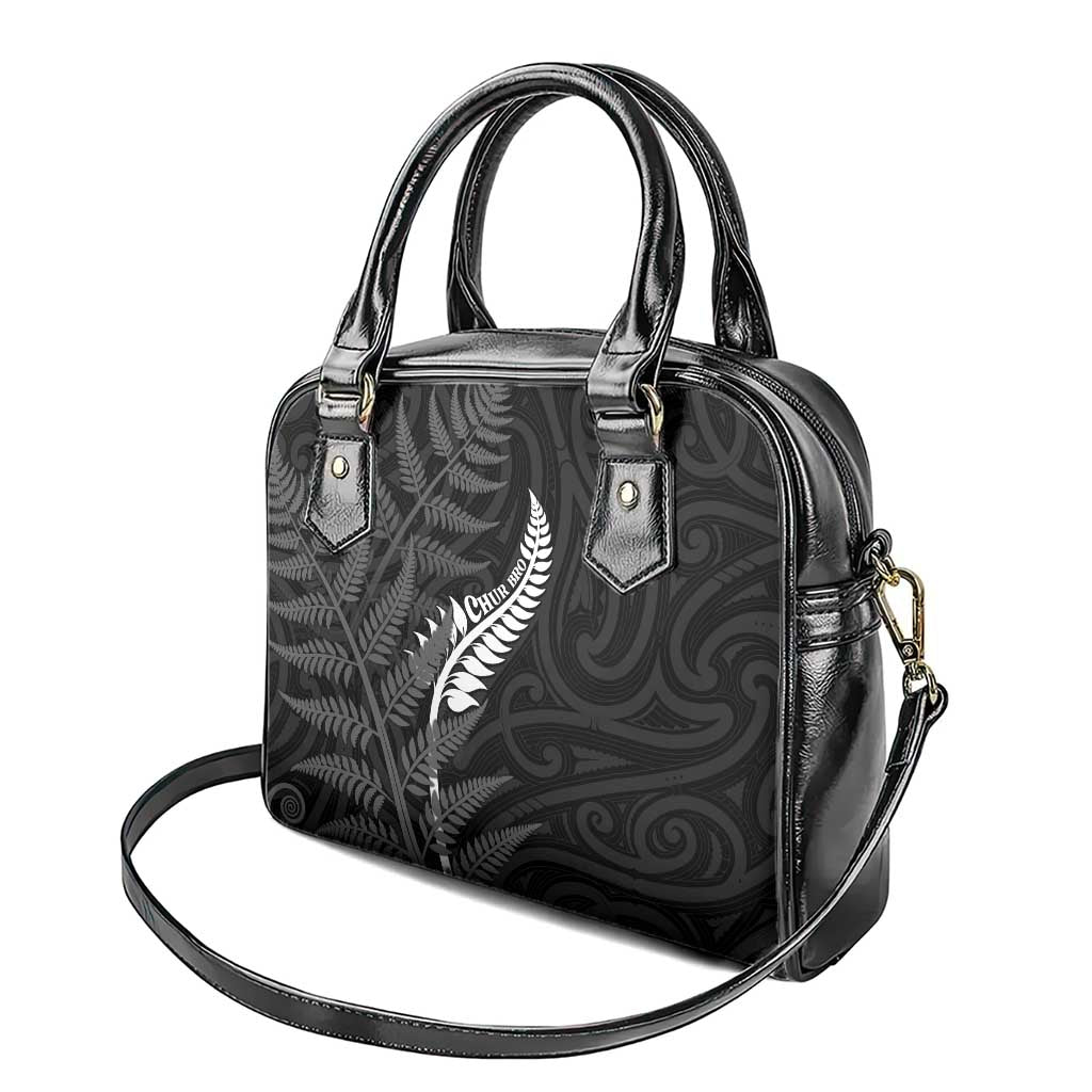 New Zealand Chur Bro Shoulder Handbag Maori Koru With Silver Fern LT05 - Polynesian Pride