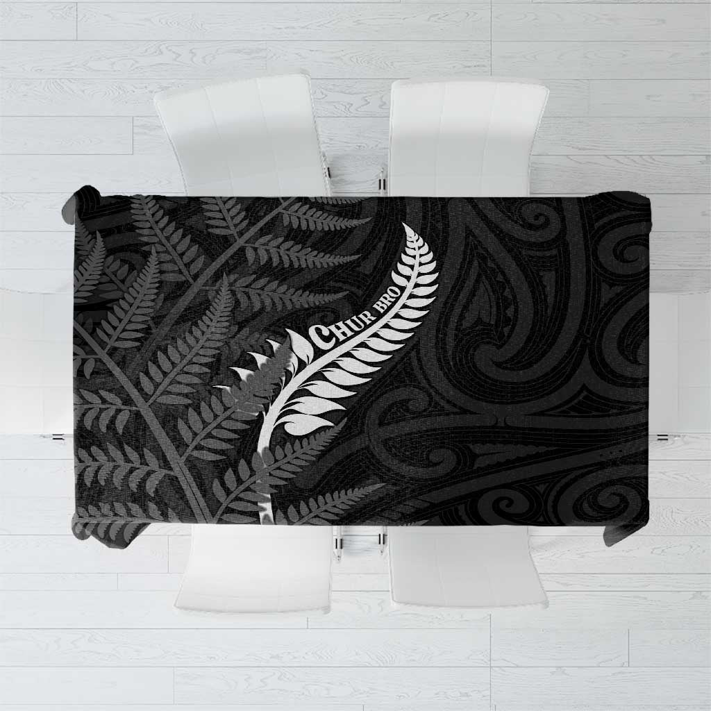 New Zealand Chur Bro Tablecloth Maori Koru With Silver Fern