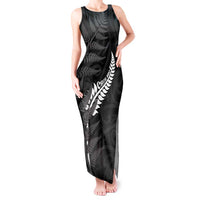 Personalised New Zealand Chur Bro Tank Maxi Dress Maori Koru With Silver Fern LT05 Women Black - Polynesian Pride