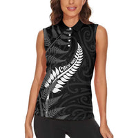 Personalised New Zealand Chur Bro Women Sleeveless Polo Shirt Maori Koru With Silver Fern