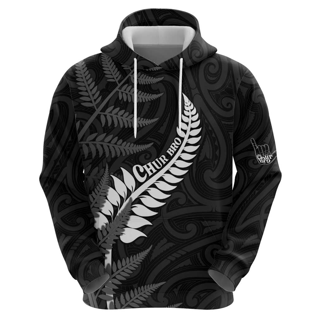 Personalised New Zealand Chur Bro Zip Hoodie Maori Koru With Silver Fern LT05 - Polynesian Pride